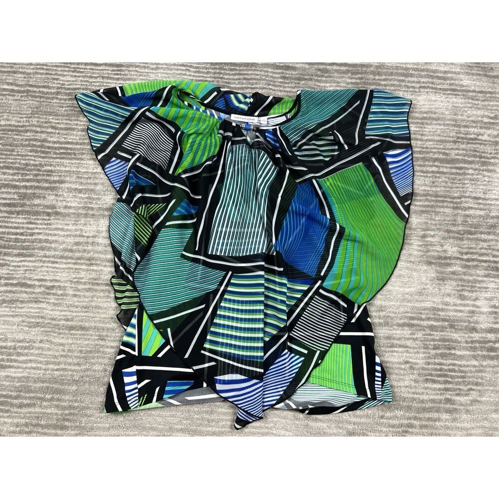 Notations Top Womens XL Multicolor Short Sleeve Semi‎ Sheer Polyester Blend